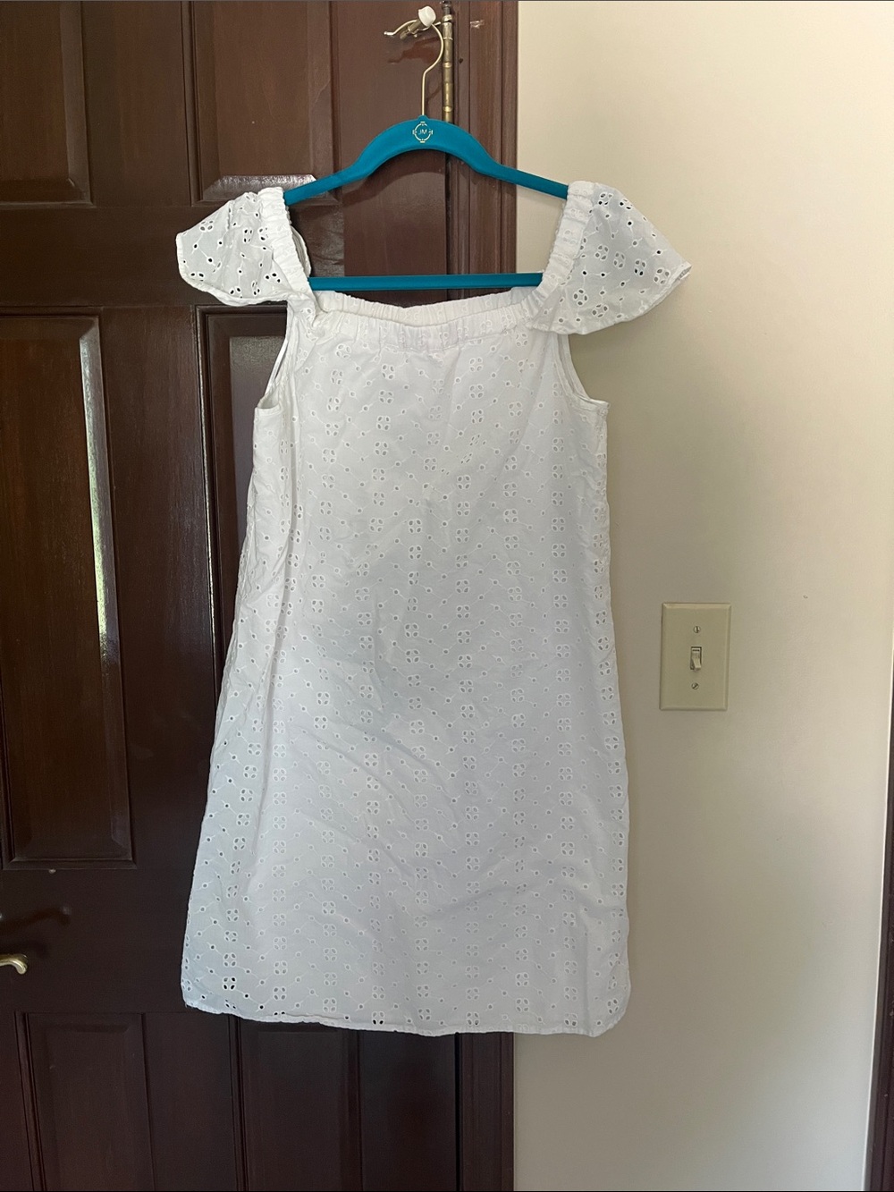 J. Crew White Eyelet Off-Shoulder Mini Dress